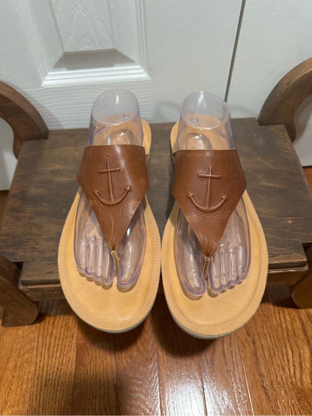 Sperry Brown Leather Anchor Sandals W 12